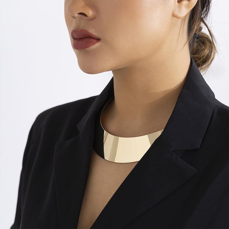 Hewill Store Chunky Gold Necklace Big Statement Chunky Necklace for Women African Tribe Wide Metal Choker Necklaces Jewelry - Image 1